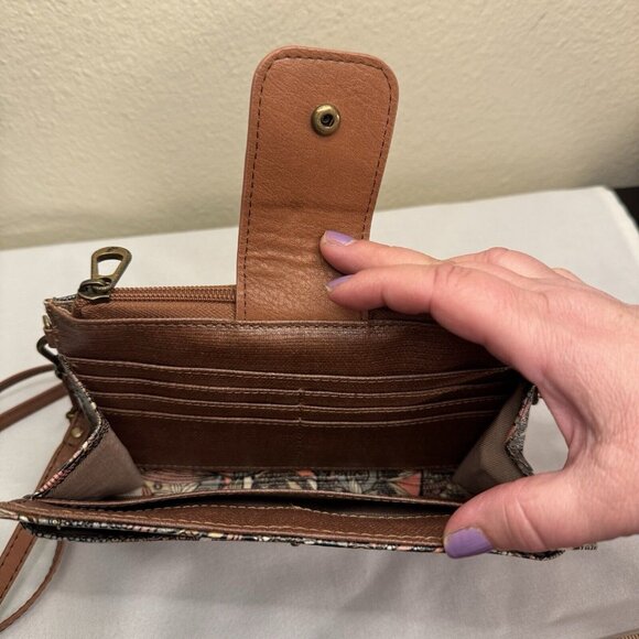 Sakroots Coated Canvas Smartphone Crossbody Wristlet Clutch Wallet Bag Bohemian - Picture 7 of 10